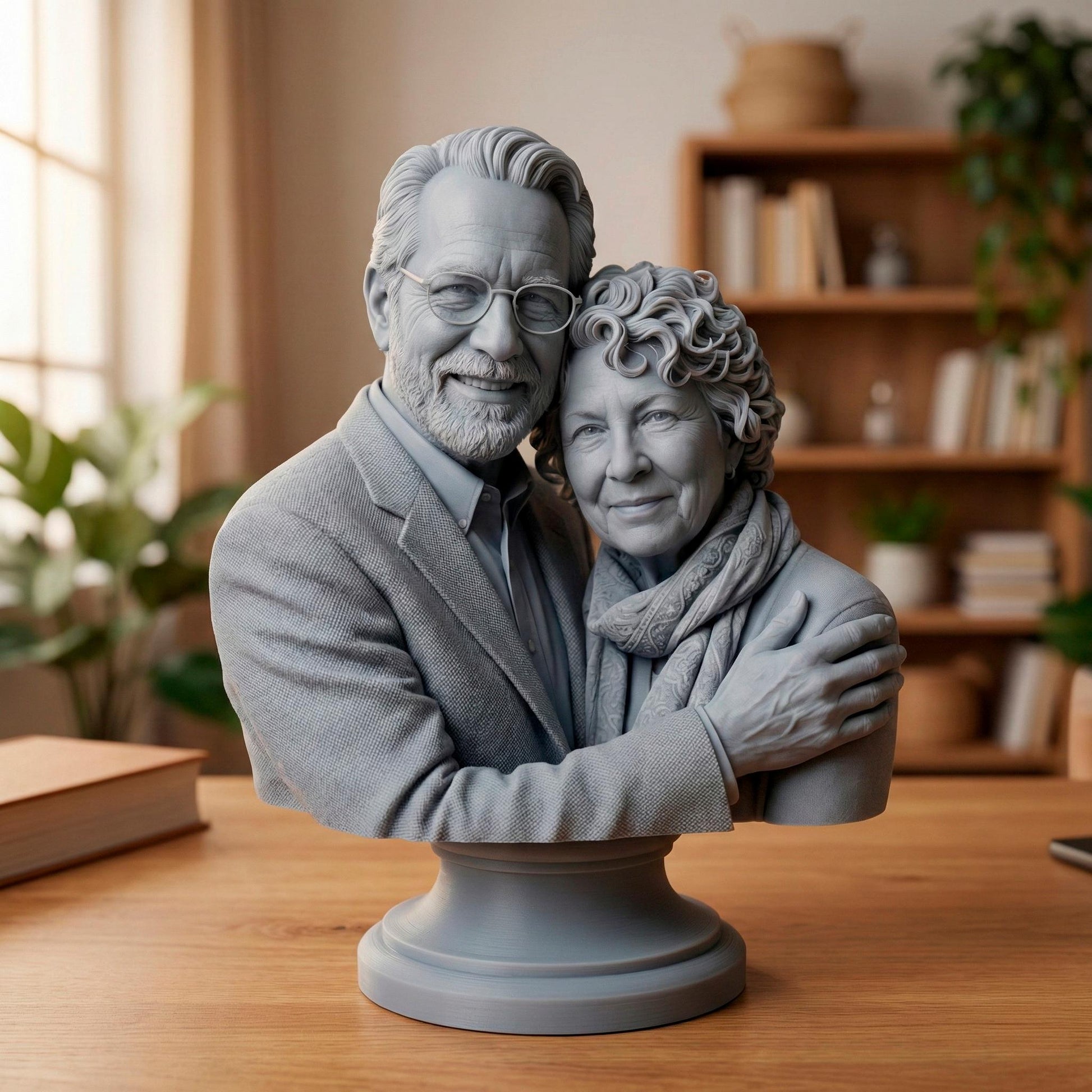 Custom 3D Printed Couple Bust | Personalized Resin Sculpture