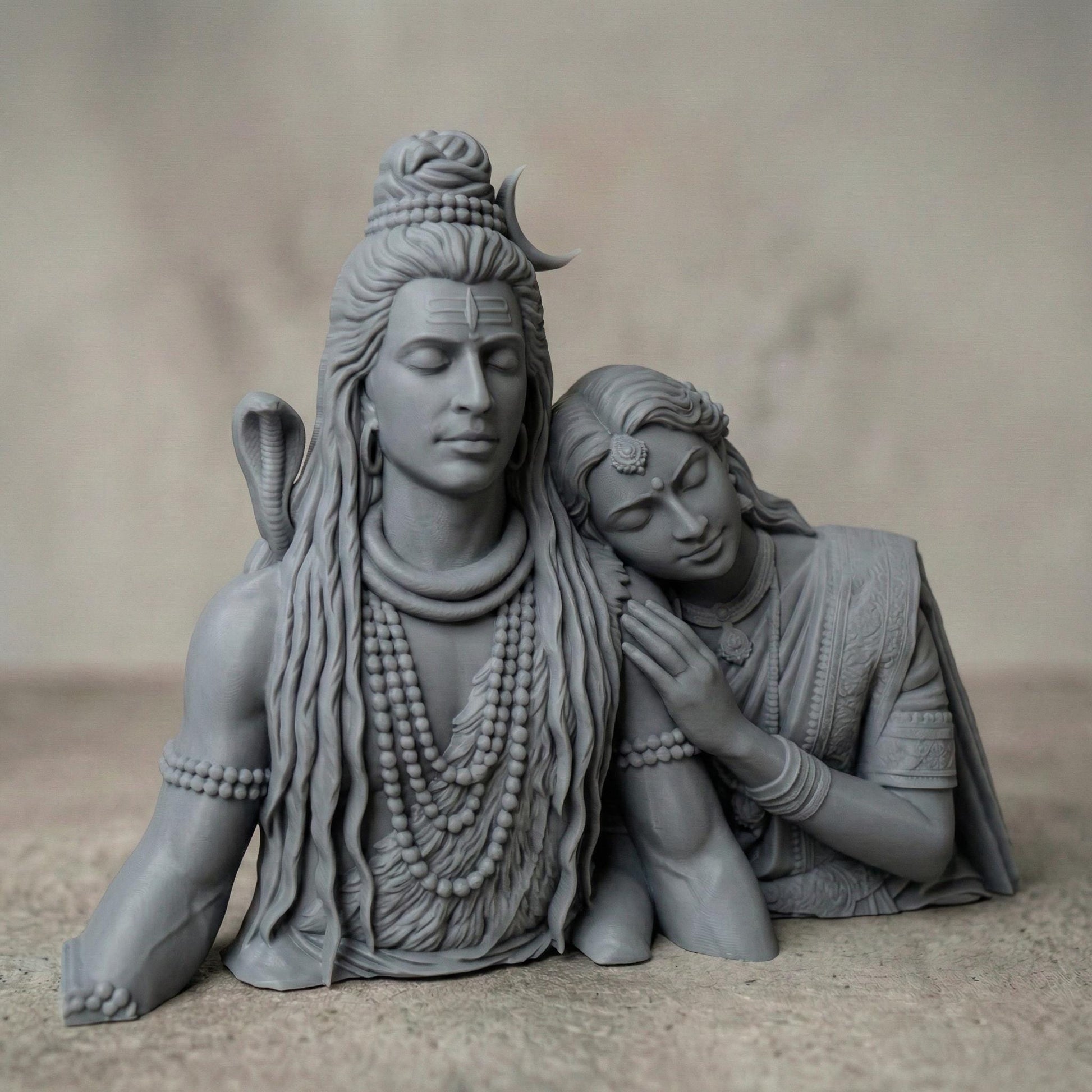 Shiva Parvati STL 3D Model: Hindu God Bas Relief Wall Art (Digital Download)