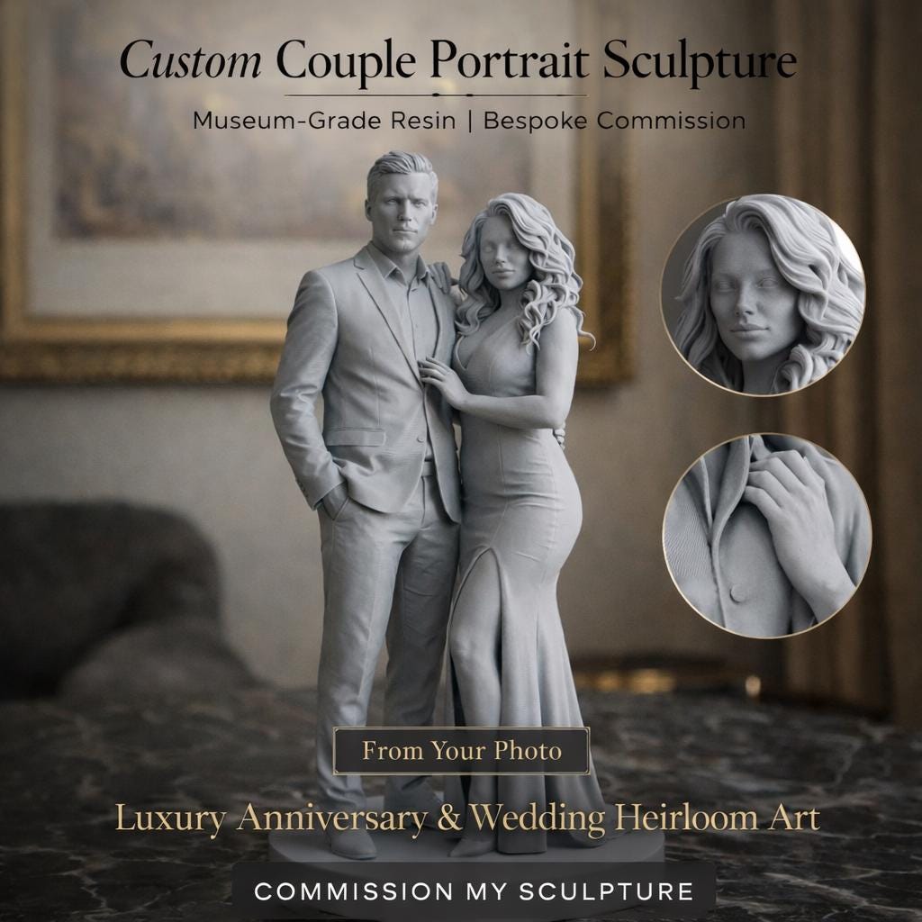 Custom Couple 3D Figurine: Realistic Resin Sculpture, Personalized Portrait