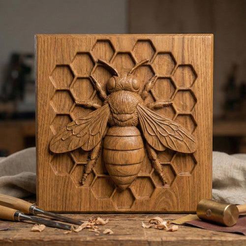 Honey Bee STL Bas Relief| Honeycomb Wall Art Relief | CNC & 3D Print | Digital Download