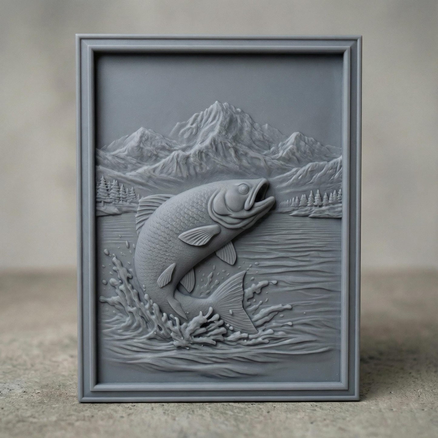 Bass Fish Jumping Relief STL | Angler Trophy, CNC 3D Model (Digital Download)