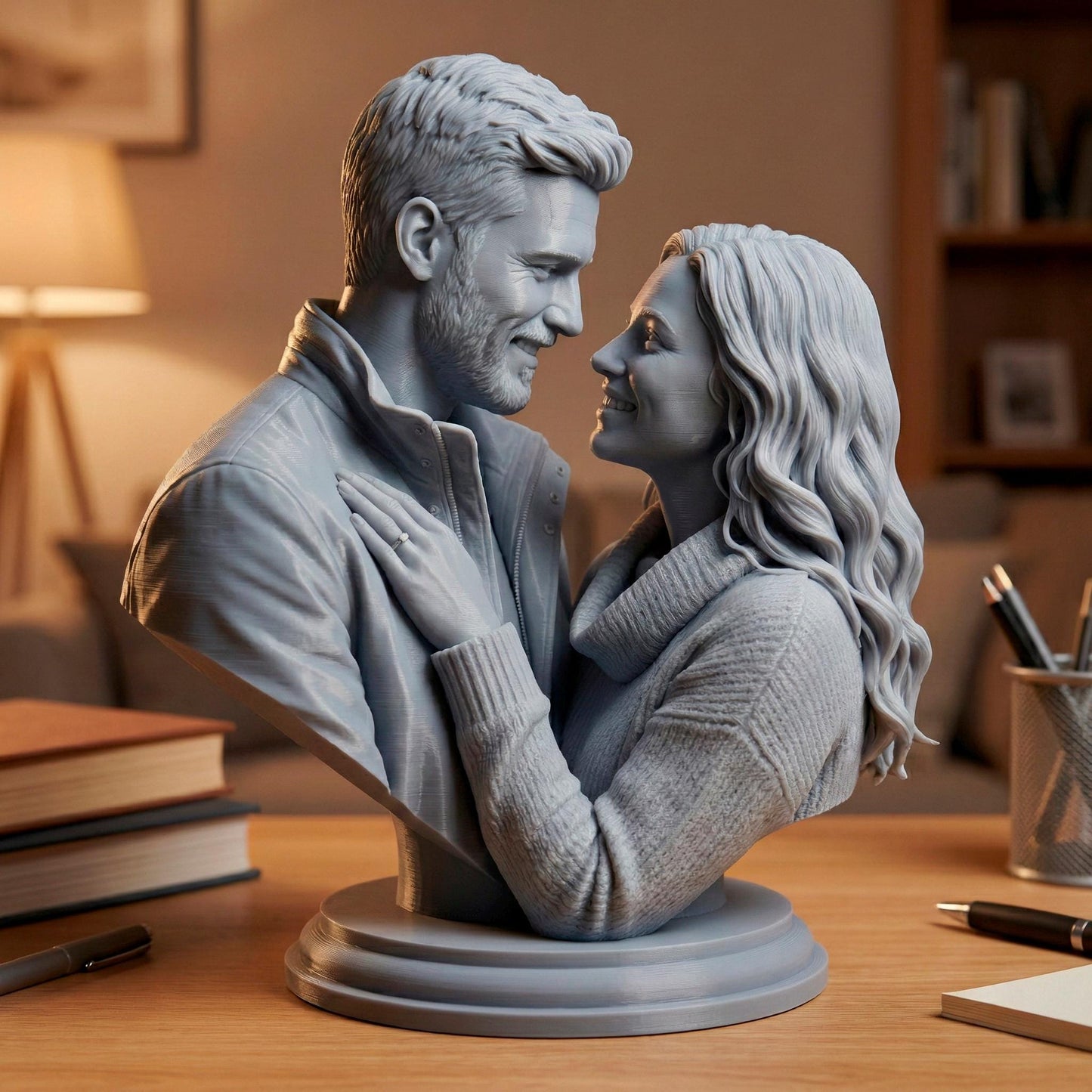 Custom 3D Printed Couple Bust | Personalized Resin Sculpture