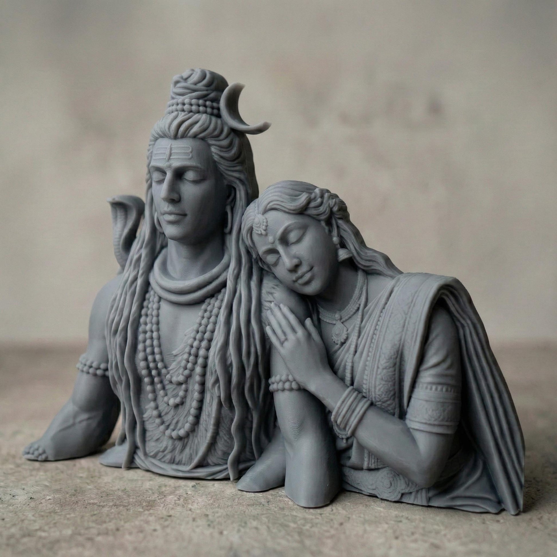 Shiva Parvati STL 3D Model: Hindu God Bas Relief Wall Art (Digital Download)