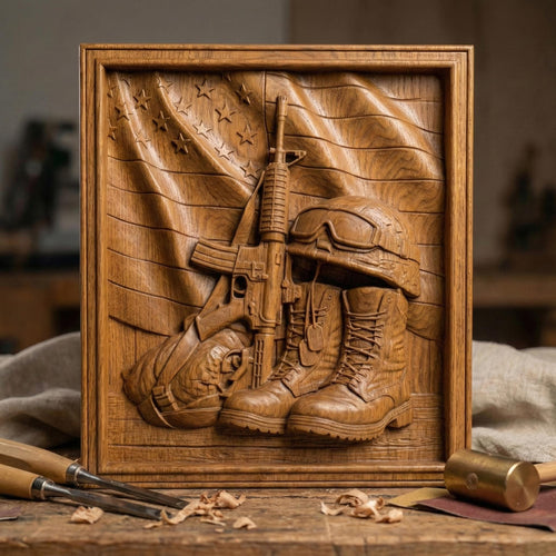 US Army Boots Rifle 3D Model | America 250 Patriotic Wall Art (Digital Download)
