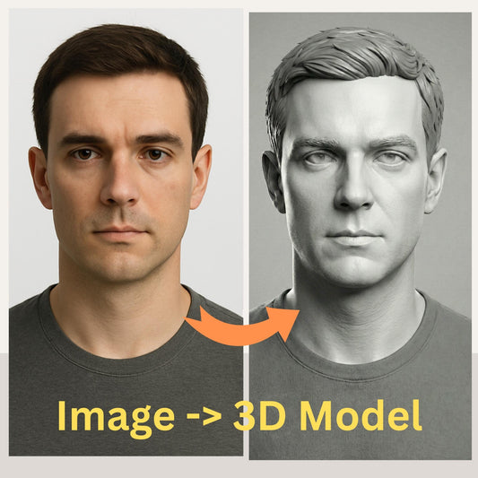 Custom 3D head model created by a Senior Character and Creature Artist with 17+ years in VFX films and games. Based on customer-provided photos, the model features professional clean topology, ready for animation, rigging, 3D printing, and cosplay helmet fitting. Example shows a realistic male head converted into a shaded and wireframe 3D model. Perfect for cosplayers, animators, 3D printing enthusiasts, and digital creators seeking production-quality 3D assets.
