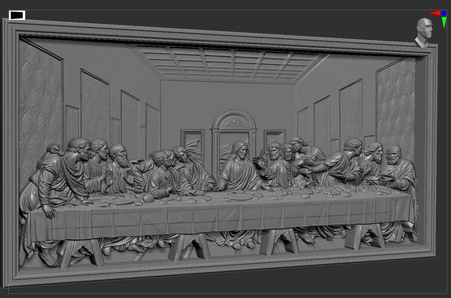 Last Supper STL 3D Model | Christian Religious Wall Art | CNC & 3D Print | Digital Download