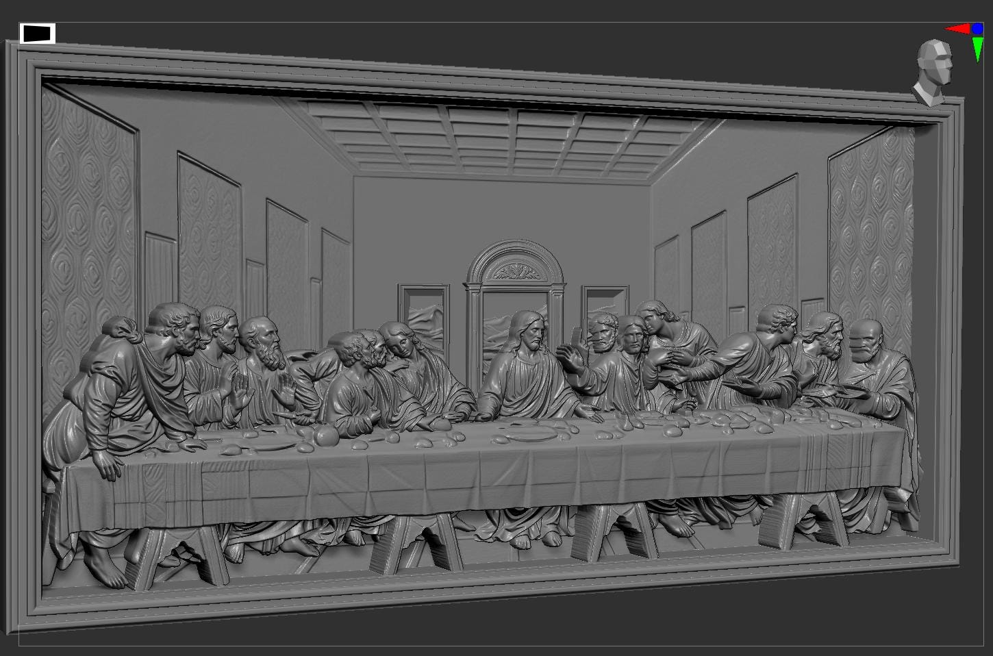 Last Supper STL 3D Model | Christian Religious Wall Art | CNC & 3D Print | Digital Download