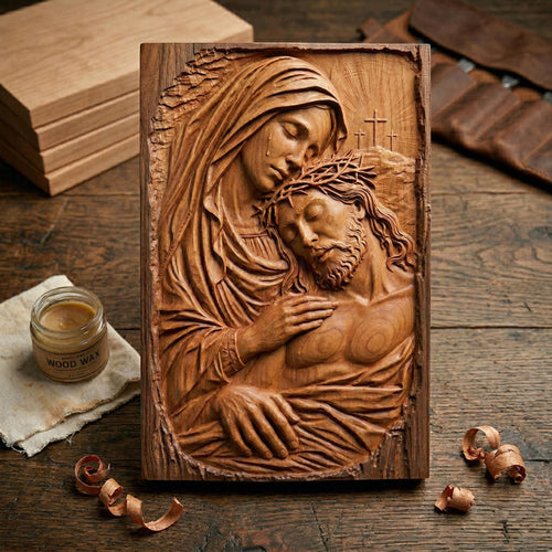 Pieta Virgin Mary Jesus Bas Relief Model | Christian Wall Art (Digital Download)