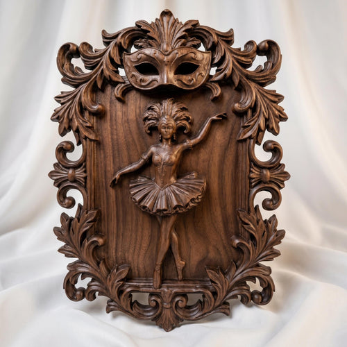 Venetian Mask Ballerina STL 3D Model | Elegant Theater Wall Art | CNC & 3D Print | Digital Download