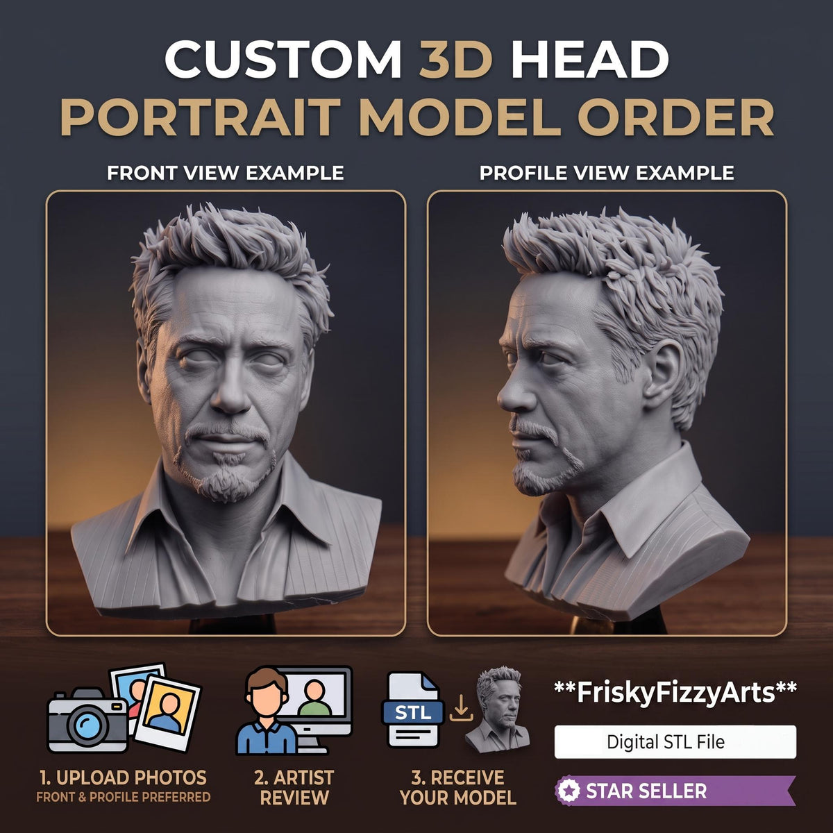 Custom 3D Head Model STL for 3D Printing