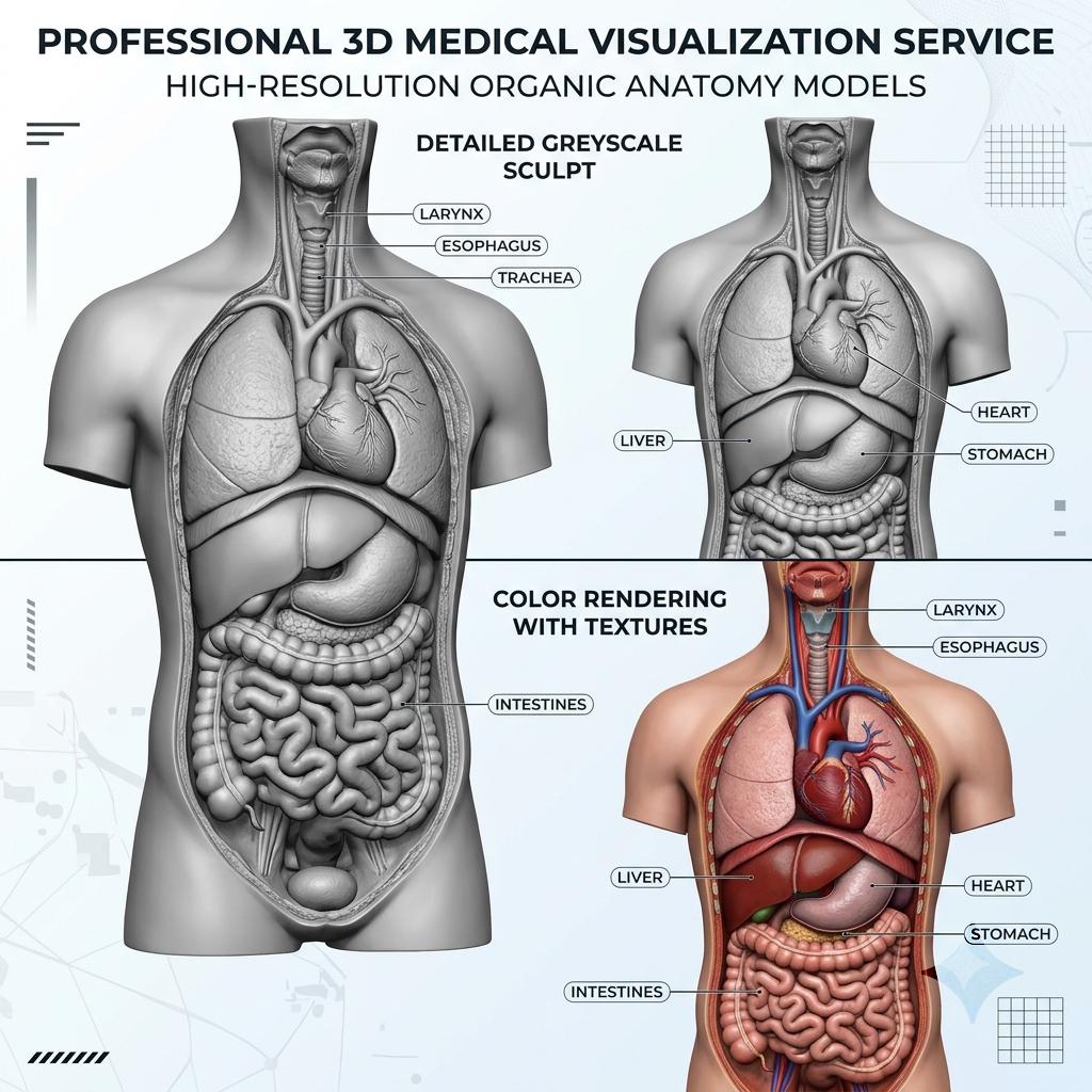Medical 3D Visualization Anatomy Sculpting Service, Human Organ Model by VFX Artist, Digital Download