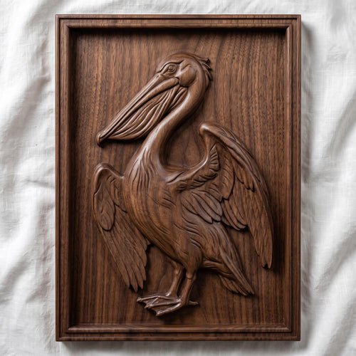 Pelican STL 3D Model, Coastal Bird Relief, CNC Router File, Digital Download