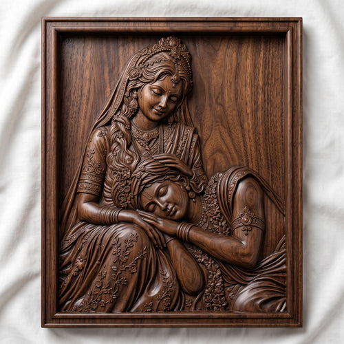 Radha Krishna STL 3D Model, Rectangular Frame Relief, CNC Router File, Digital Download