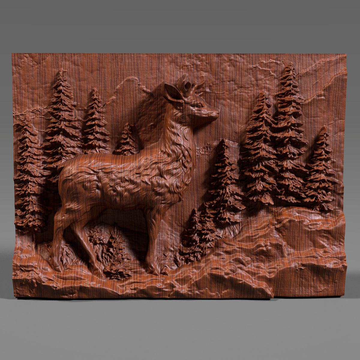 Majestic Deer 3D Carving: Rustic Cabin Wall Art (Digital Download STL File))