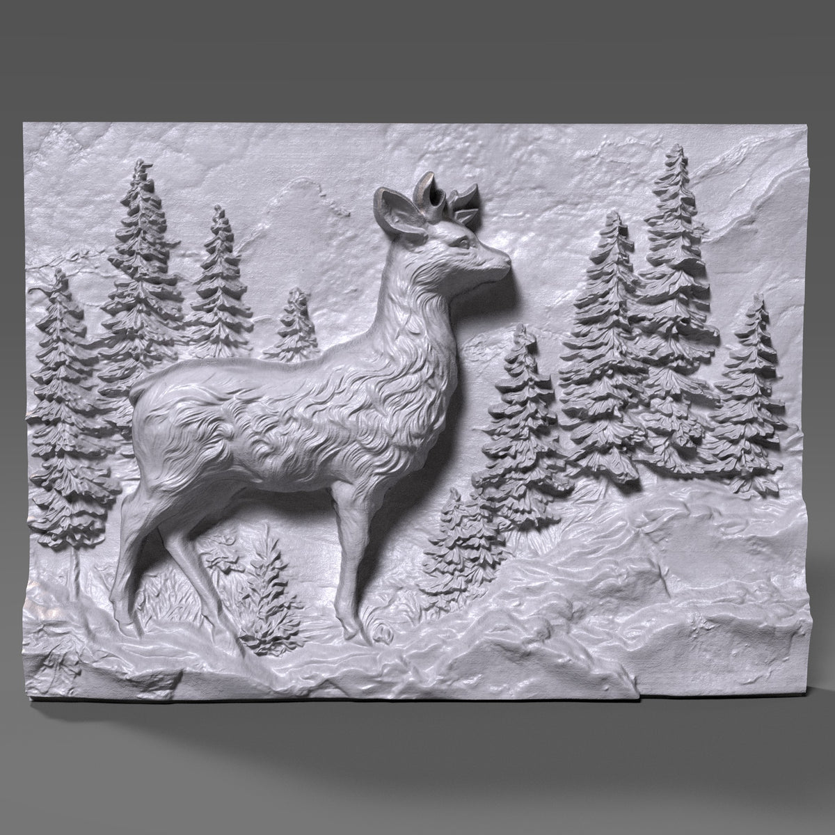Majestic Deer 3D Carving: Rustic Cabin Wall Art (Digital Download STL File))
