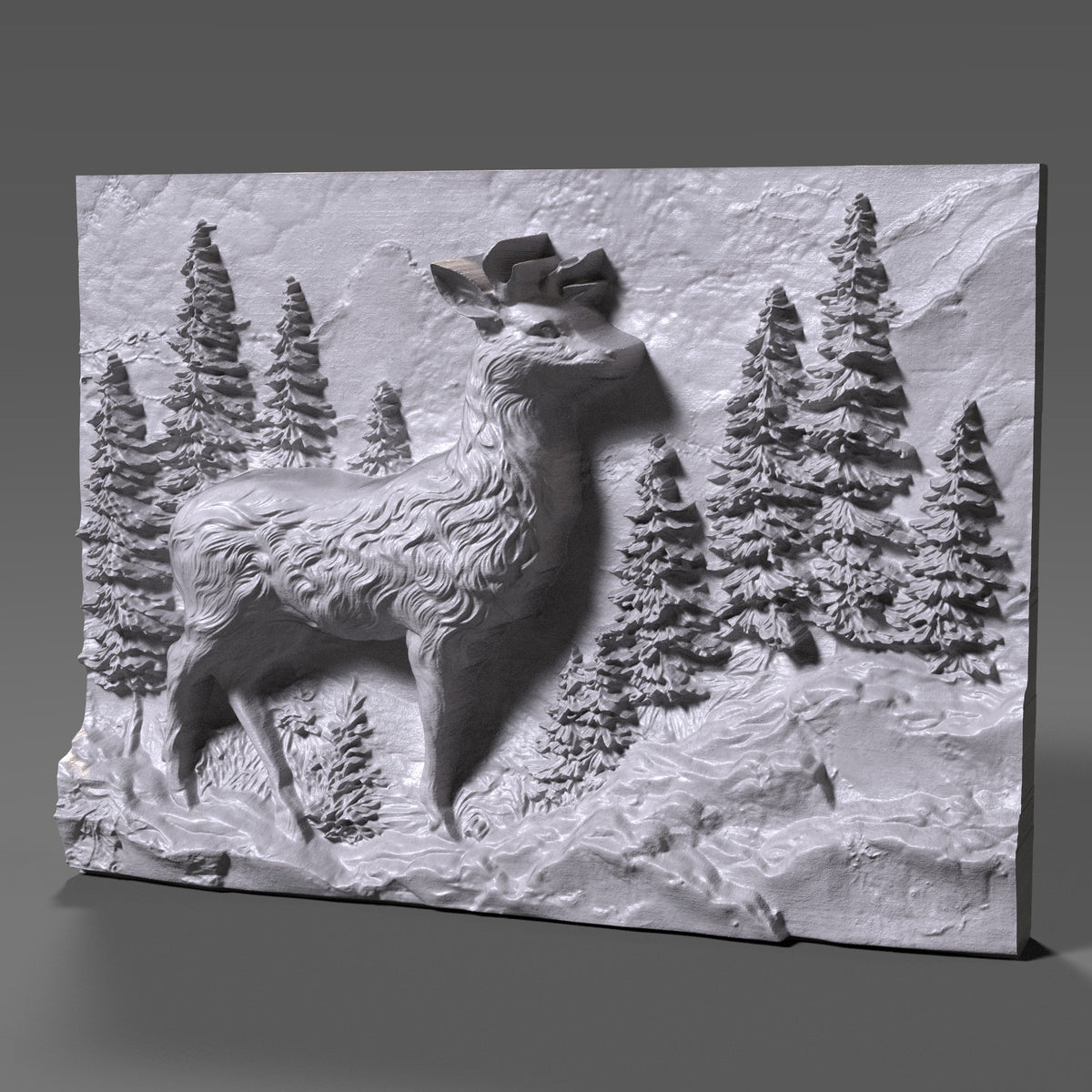 Majestic Deer 3D Carving: Rustic Cabin Wall Art (Digital Download STL File))