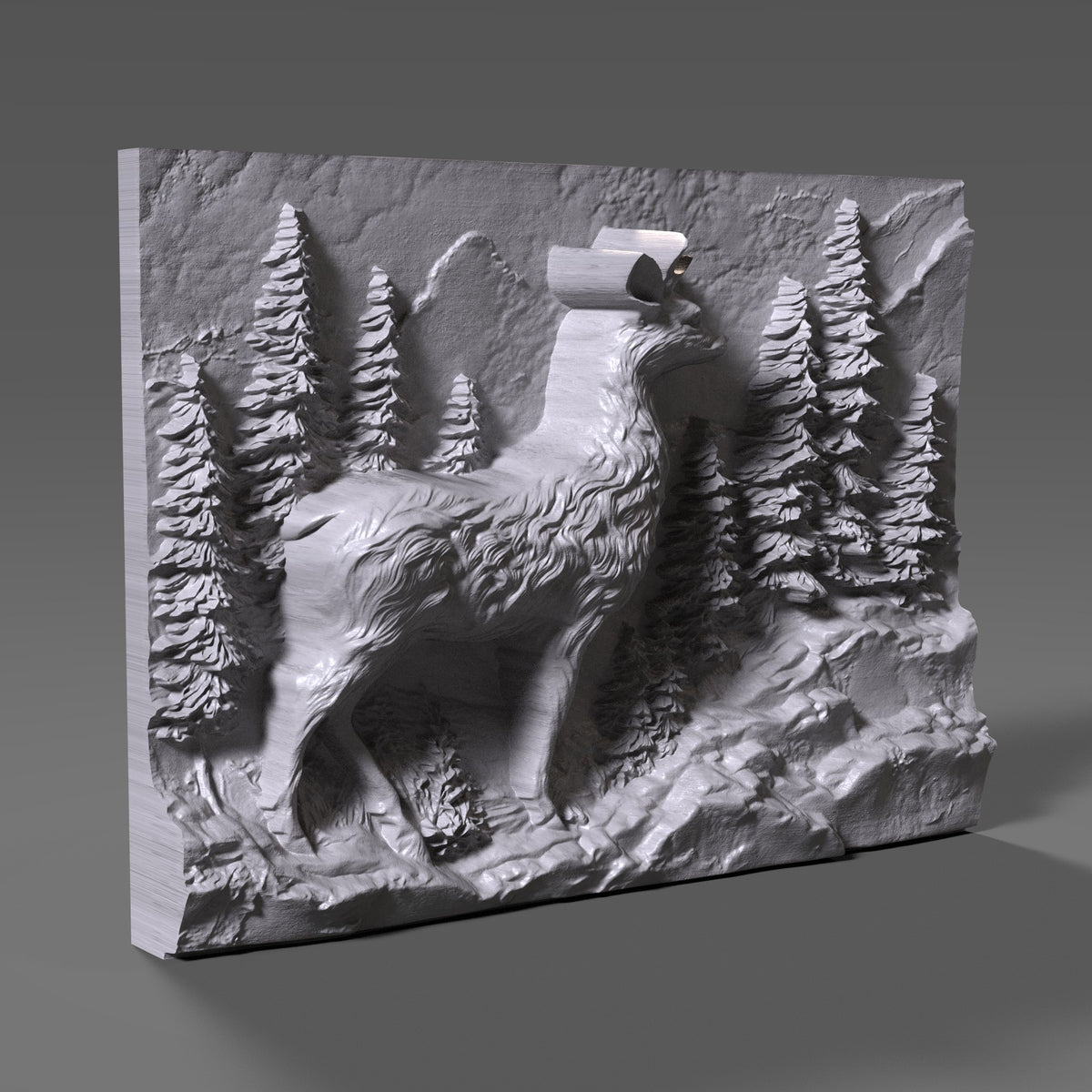 Majestic Deer 3D Carving: Rustic Cabin Wall Art (Digital Download STL File))
