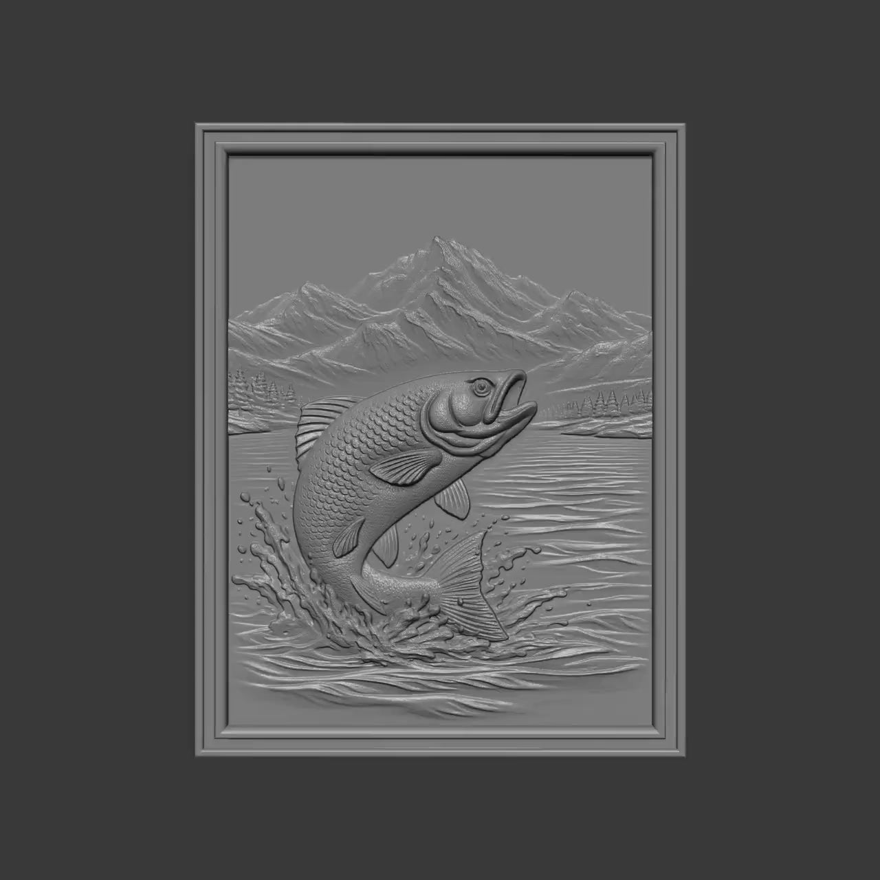 Bass Fish Jumping Relief STL | Angler Trophy, CNC 3D Model (Digital Download)