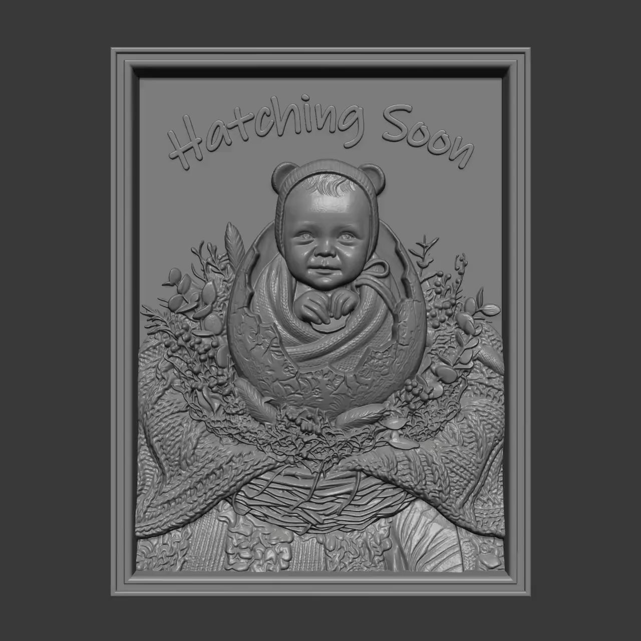 Baby Shower 3D STL Relief Model | Pregnancy Announcement Wall Art (Digital Download)