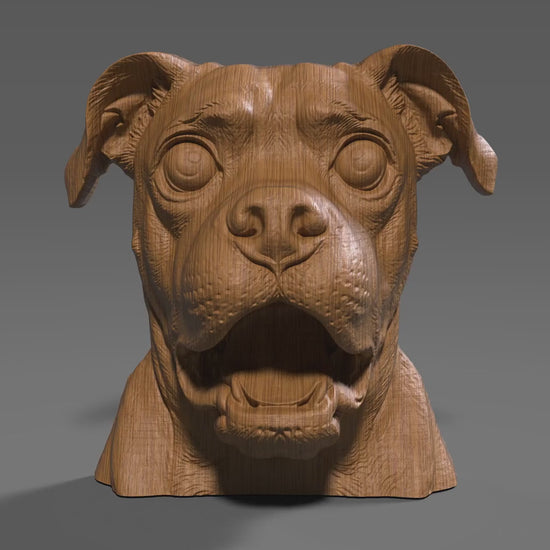 Pug Dog 3D Relief Sculpture: CNC, 3D Print STL (Digital Download)