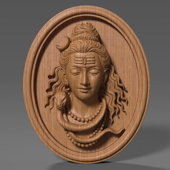 Lord Shiva Wood Carving: Hindu God Bas Relief Wall Art (Digital Download)