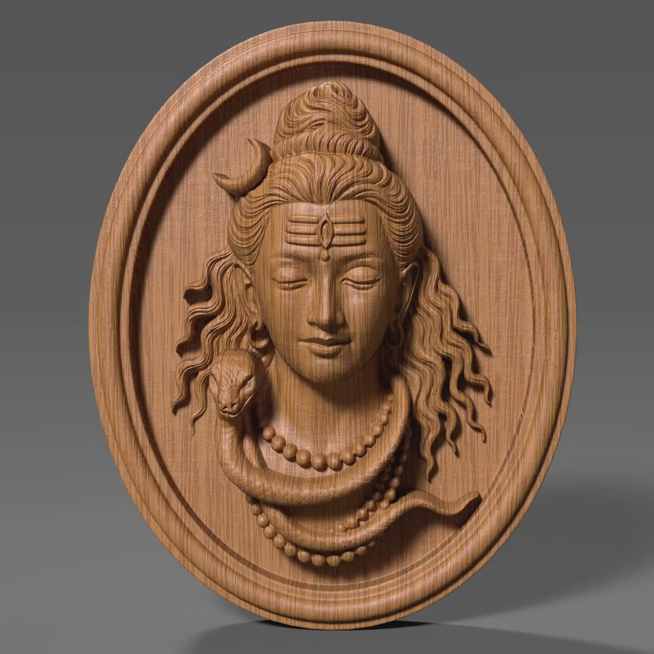 Lord Shiva Wood Carving: Hindu God Bas Relief Wall Art (Digital Download)