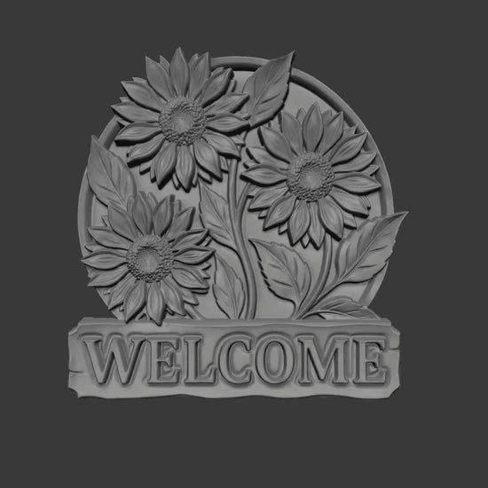 Sunflower Welcome Sign 3D STL Model | Farmhouse Floral Wall Art (Digital Download)