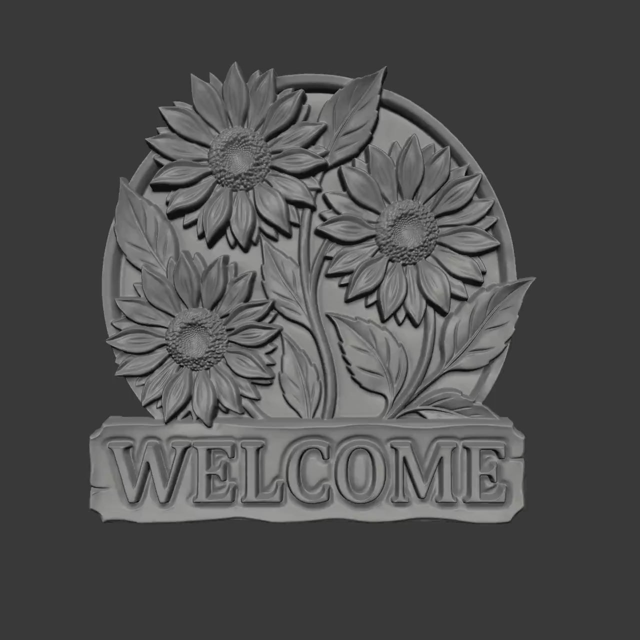 Sunflower Welcome Sign 3D STL Model | Farmhouse Floral Wall Art (Digital Download)