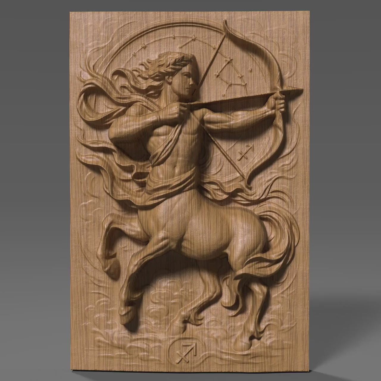 Sagittarius Zodiac Wood Carving | Centaur Archer |3D Relief Wall Art STL (Digital Download)