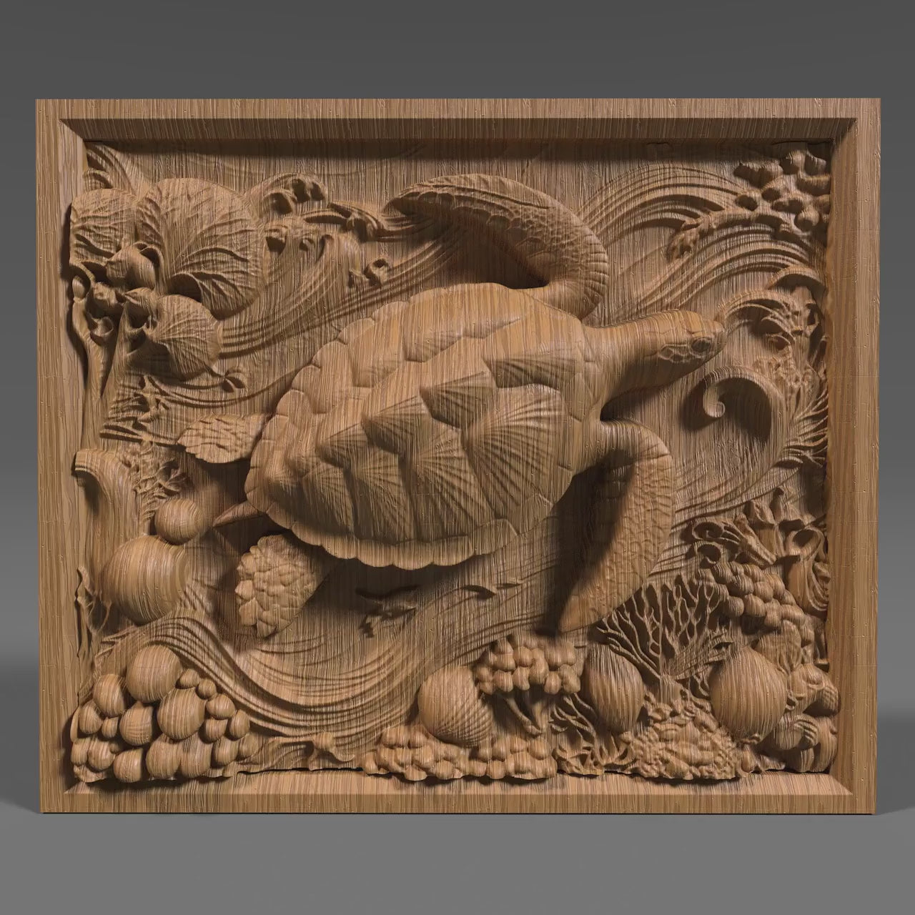 Sea Turtle 3D Relief Model: CNC Carving, Laser Engraving (Digital Download)