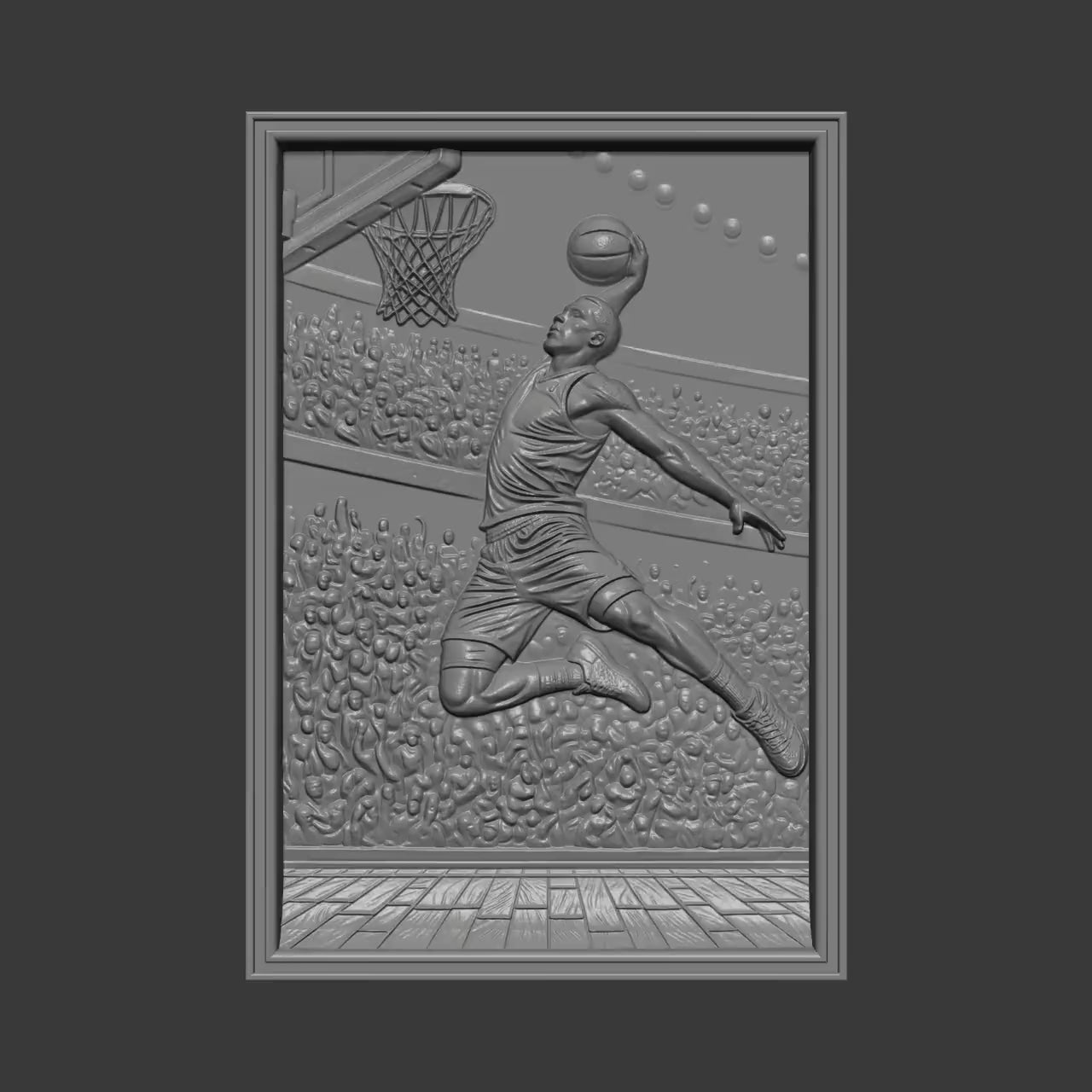 Basketball Dunker 3D Relief STL Model | Sports Wall Art (Digital Download)