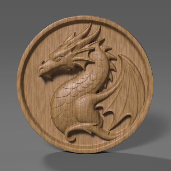 Dragon Bas Relief 3D STL File: CNC, Laser Engraving