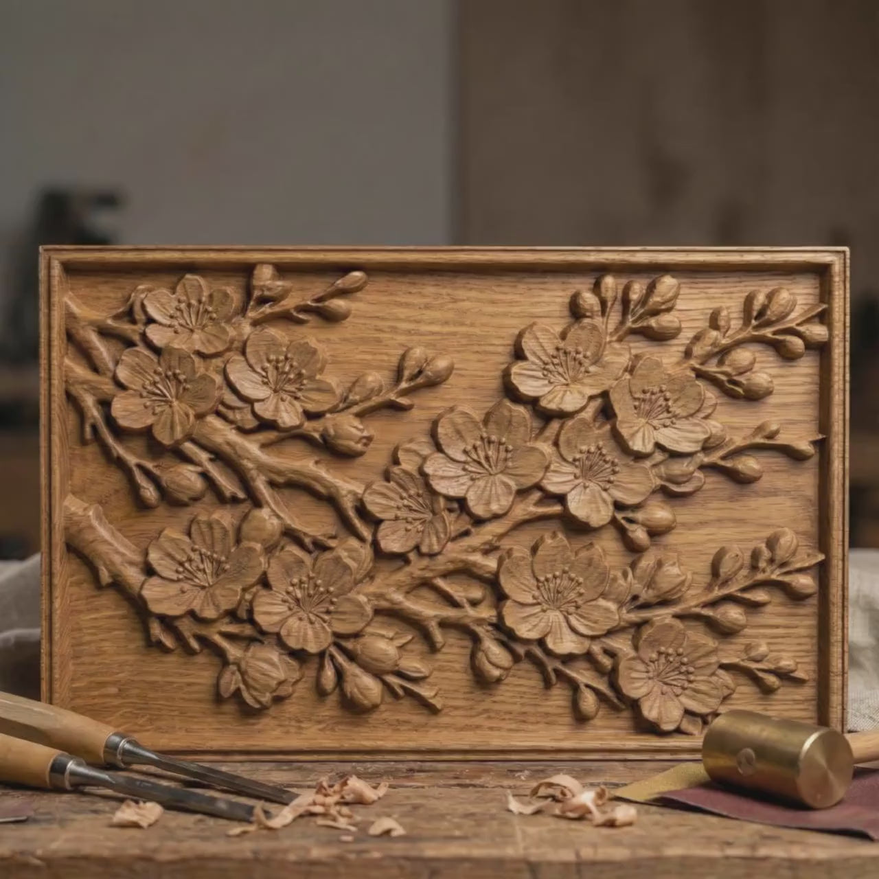 Cherry Blossom 3D Relief Model | Floral Wall Art Panel (Digital Download)