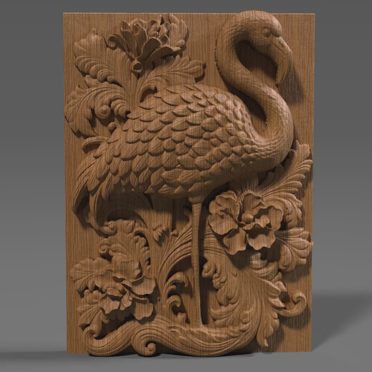 Flamingo 3D Relief: Tropical Bird CNC Carving (Digital Download)
