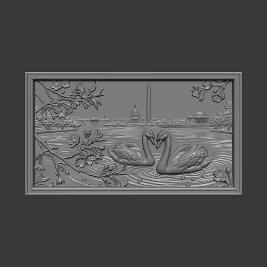 Swan Lake Washington DC Relief Model | Cherry Blossoms, Capitol Building (Digital Download)