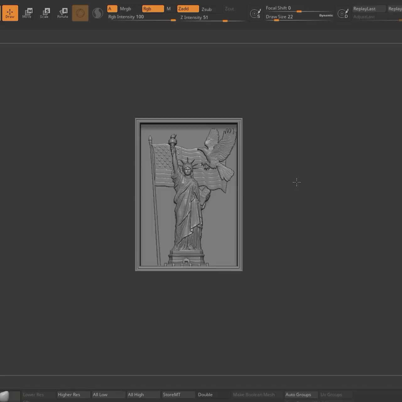 Statue of Liberty 3D Relief Model | America 250 Wall Art (Digital Download)