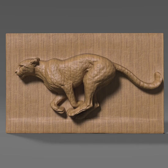 Running Cheetah Bas Relief |Wall Art | Wildlife Carving | Animal Sculpture Decor | CNC STL Panel(Digital Download )