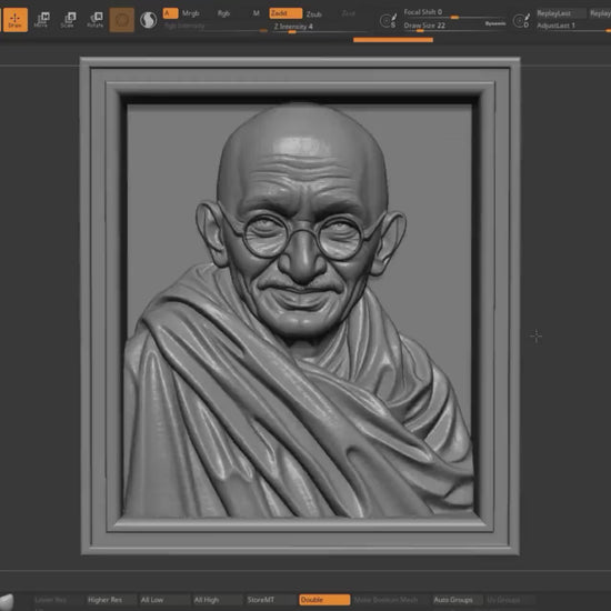 Gandhi Bust STL 3D Model | Spiritual Leader Wall Art | CNC & 3D Print | Digital Download