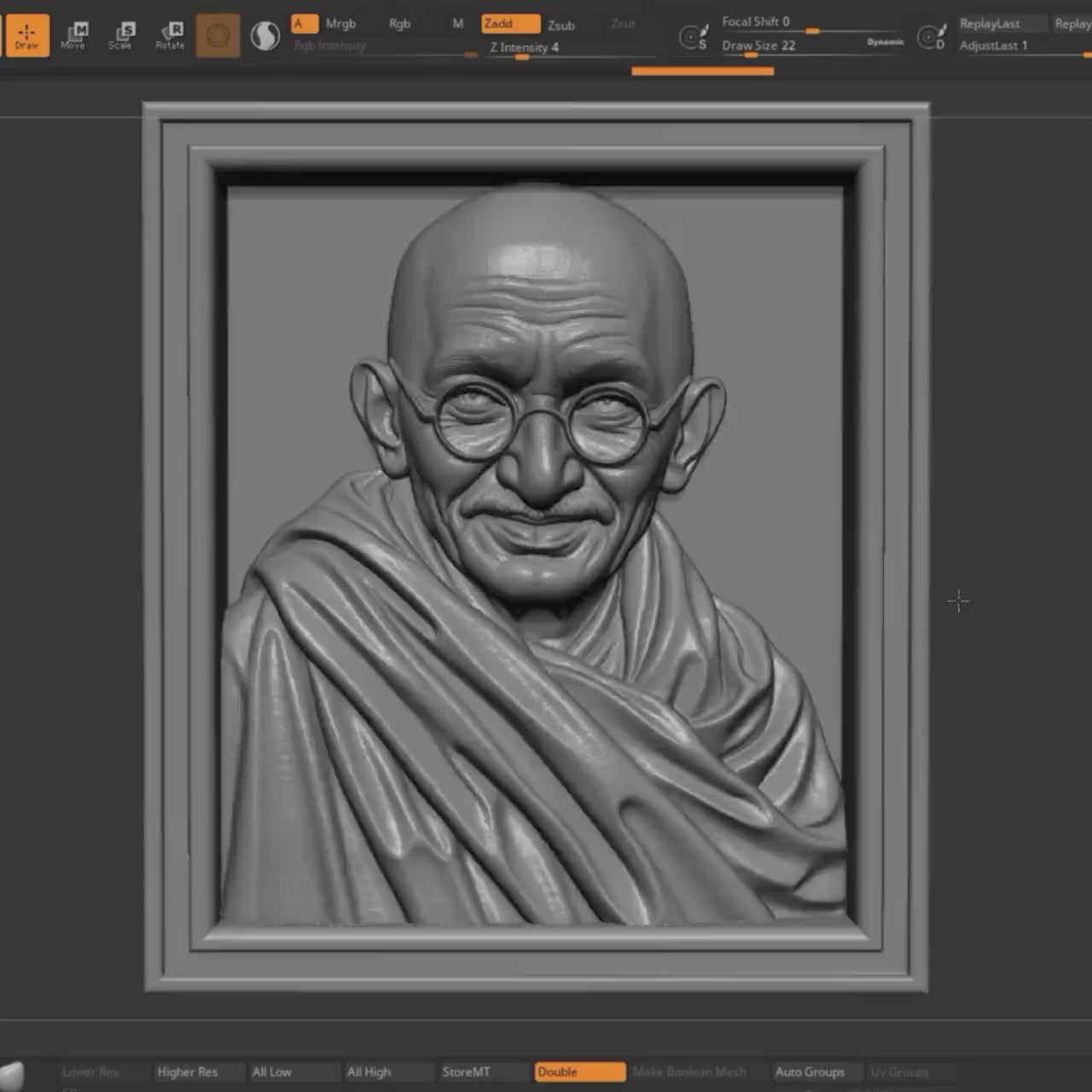 Gandhi Bust STL 3D Model | Spiritual Leader Wall Art | CNC & 3D Print | Digital Download