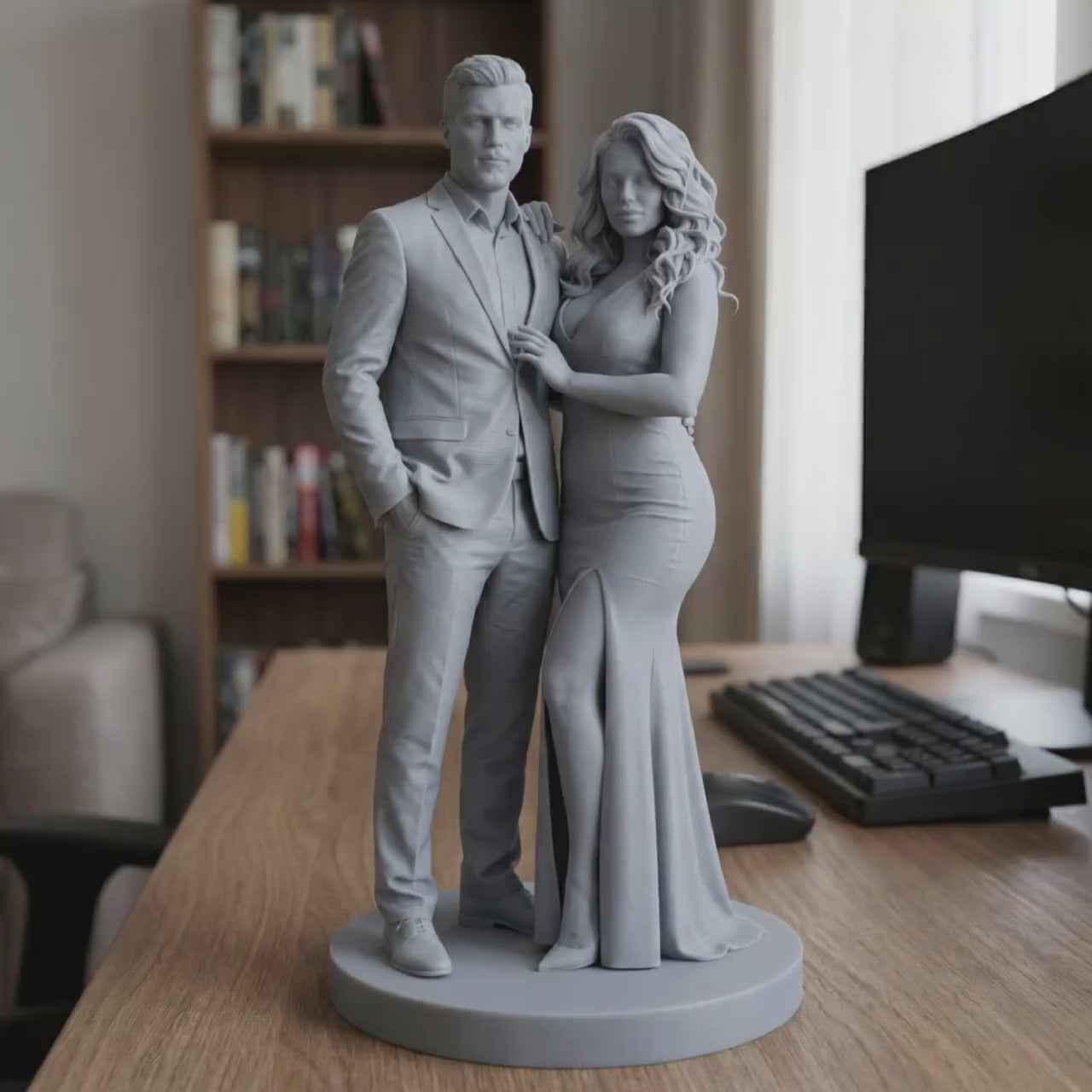Custom Couple 3D Figurine: Realistic Resin Sculpture, Personalized Portrait