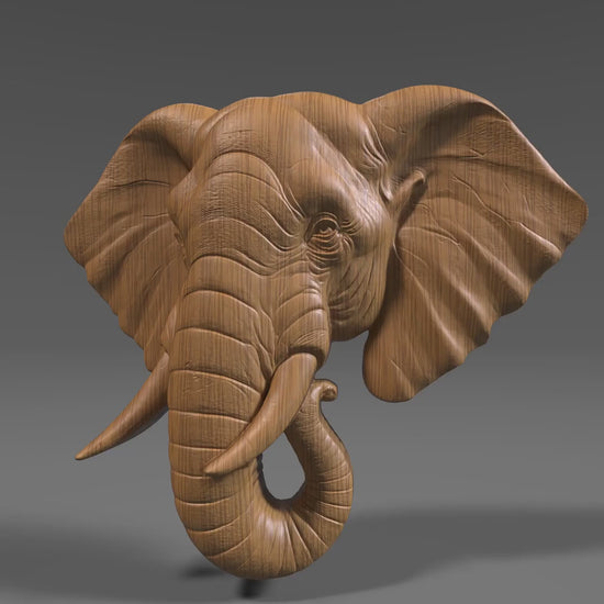 Elephant Head 3D Relief Model: CNC, Laser, Print (STL File)