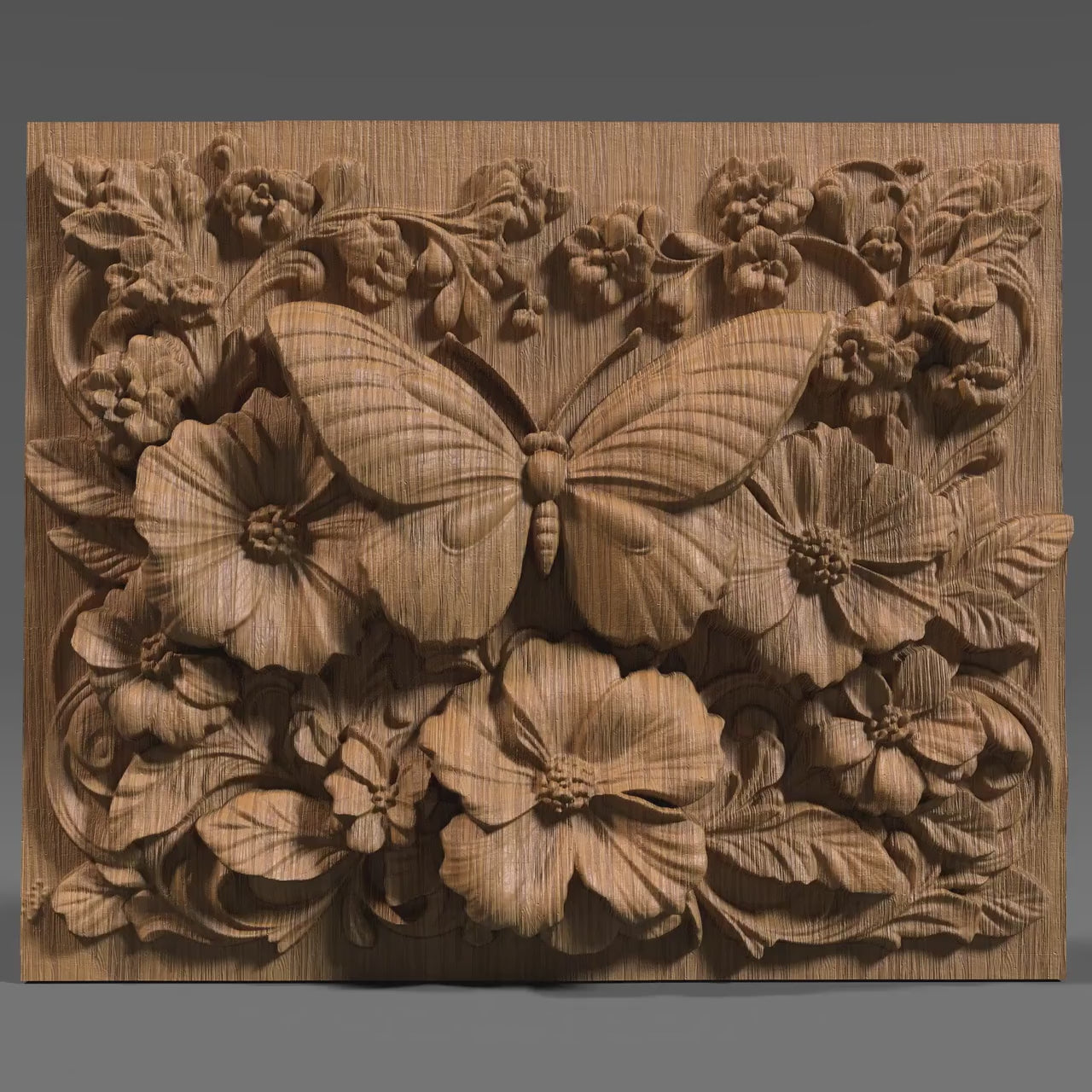 Butterfly Floral Relief STL: CNC Router, Laser Engraving, 3D Print (Digital Download)