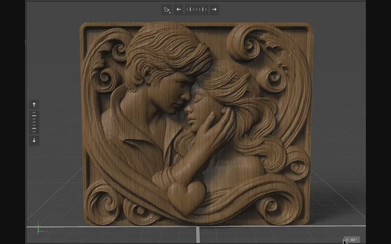 Romantic Couple 3D Relief Model: CNC Carving & 3D Printing (STL File)