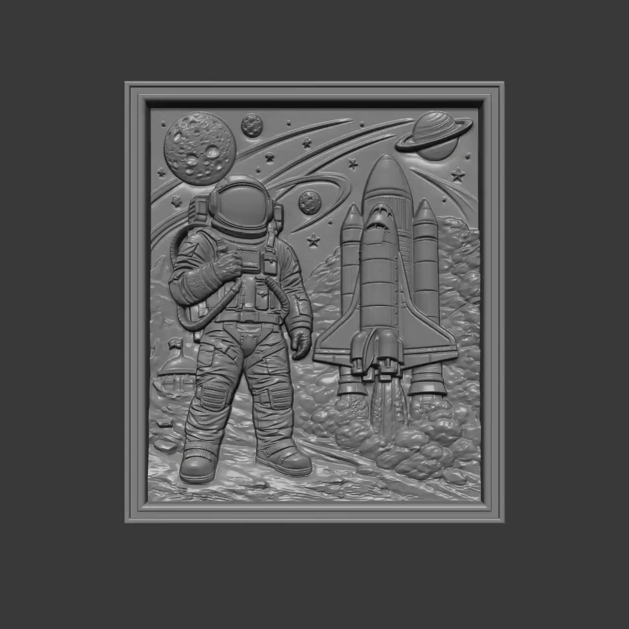 Astronaut Space Shuttle 3D Relief Model | Space Exploration Wall Art (Digital Download)