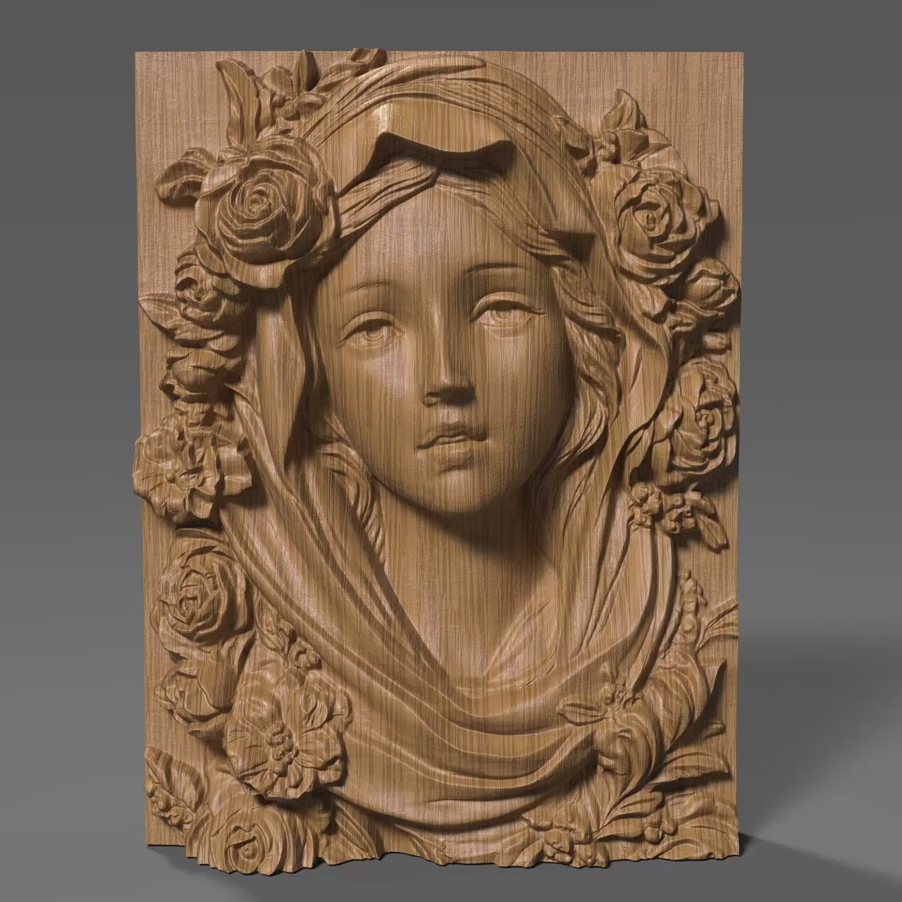 Mother Mary 3D Relief Model: CNC, Laser Engraving (Digital Download)
