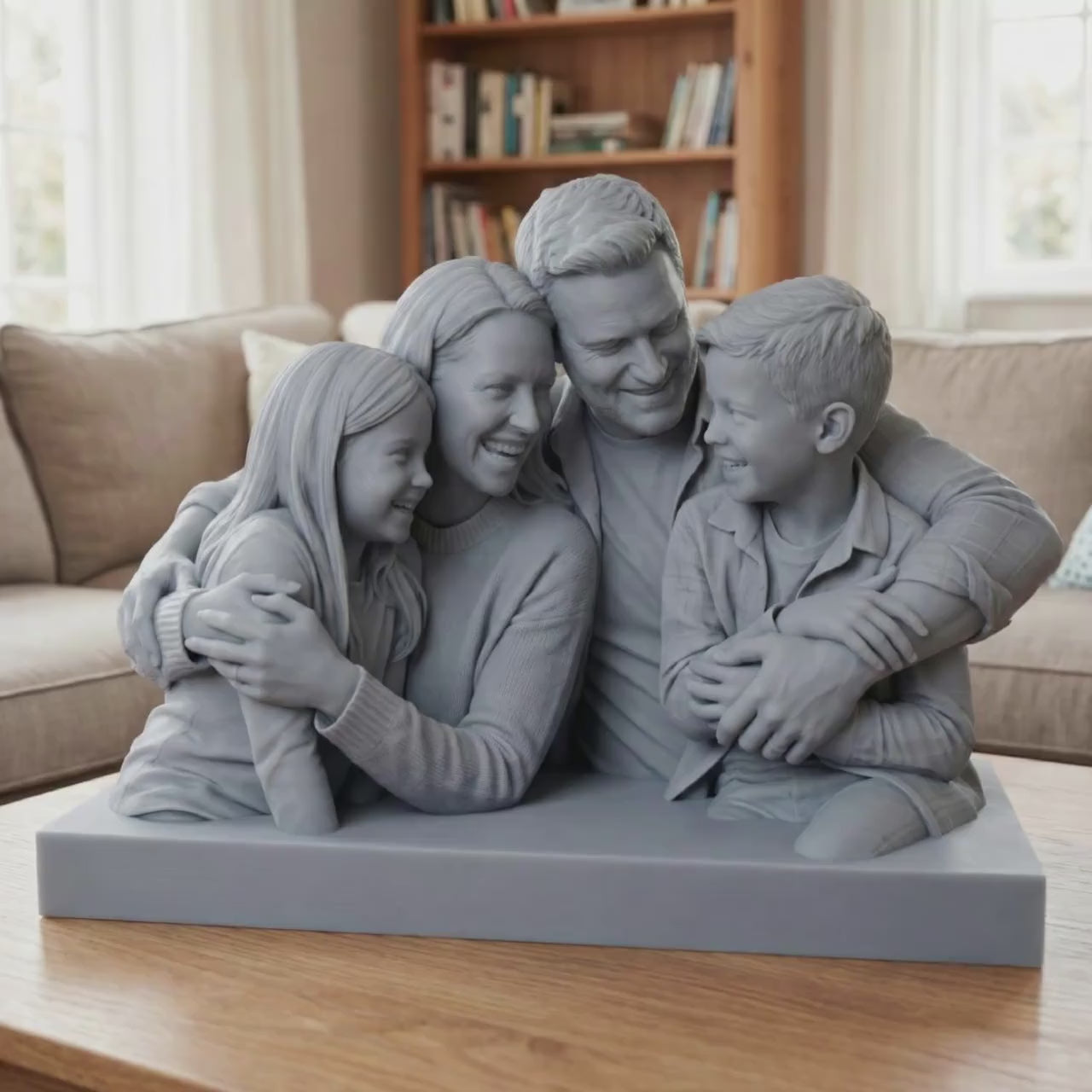 Custom Family Resin Figurine: Realistic 3D Sculpture Portrait