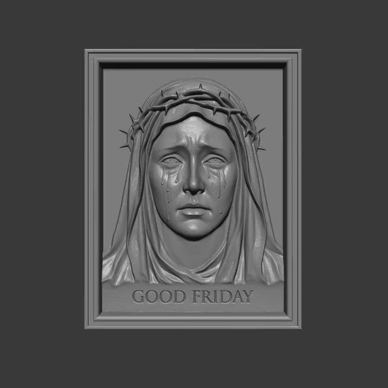 Virgin Mary STL 3D Model | Good Friday Wall Art | CNC & 3D Print | Digital Download