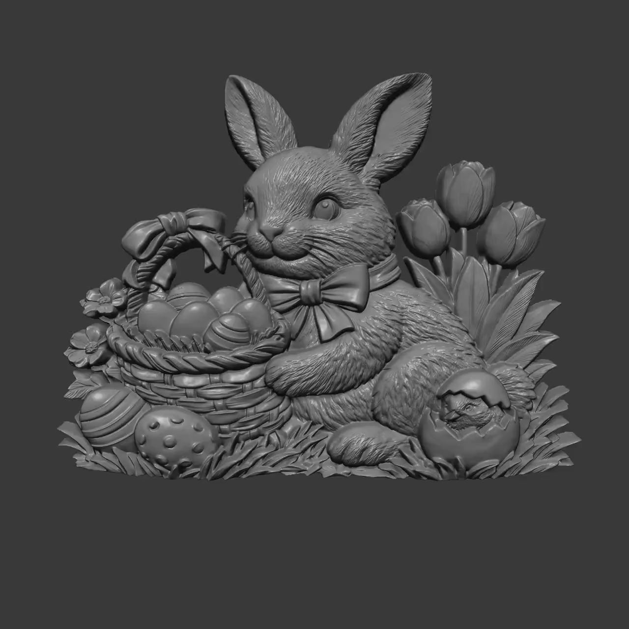 Easter Bunny 3D Relief STL| Spring Wall Art, CNC Carving (Digital Download)