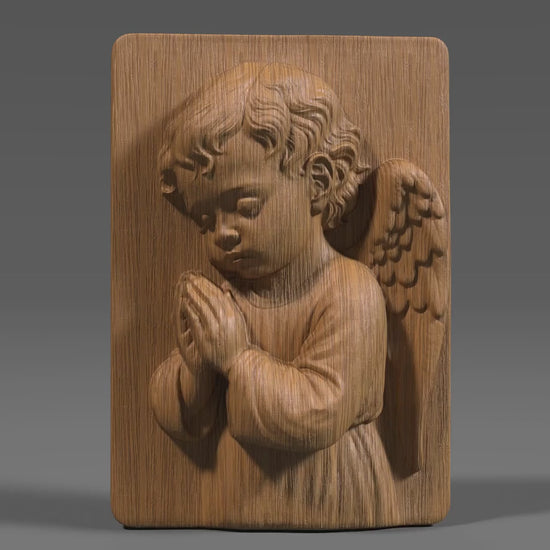 Praying Angel Relief: CNC Laser 3D Print File (STL + Depth Map
