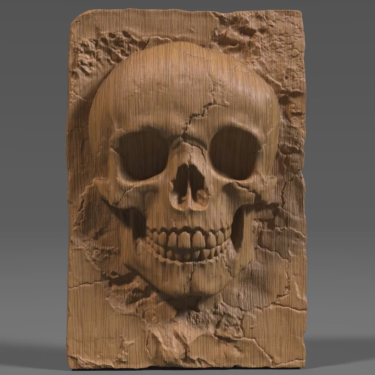 Skull Bas Relief STL File: Gothic CNC Wood Carving (Digital Download)Wall Art